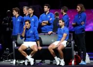 Team Europe pictured during Roger Federer's farewell at the 2022 Laver Cup.